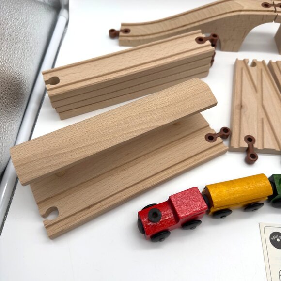 Vintage Micki Wooden Train Set Trains Tracks Bridge More - Picture 4 of 14